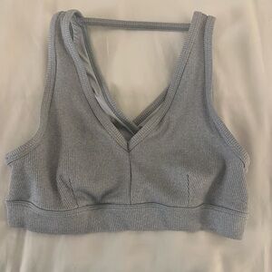 ALO Yoga Silver Ribbed Sports Bra